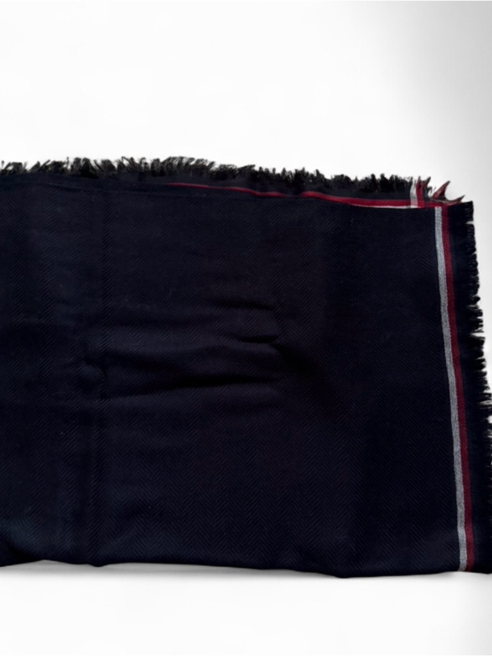 F&F Black Scarf with Red and White Trim